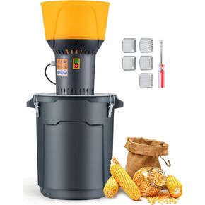 Moongiantgo Grain Mill Grinder Electric Corn Grinder 1300W Feed Mill Dry Cereals Grinder Detachable 6.6 Gal Bucket & Hopper, with 5 Sieves + 1 Socket Wrench, Molino de Maiz, 110V (25L)
