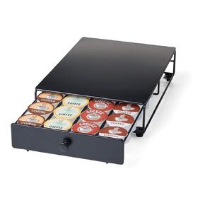 درج كبسولات قهوة أنيق - متوافق مع أكواب K-Cups، حامل عبوات 36 كبسولة، غير قابل للدوران، درج منزلق مدمج لتخزين وعاء القهوة، منظم طاولة المطبخ المنزلي، أسود in Kuwait