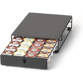 Nifty Solutions Capacity Nifty Rolling Mini Black Finish, Compatible with K-Cups, 24 Pod Pack Holder, Compact Under Coffee Pot Storage Drawer, Slim Home Kitchen Counter Organizer
