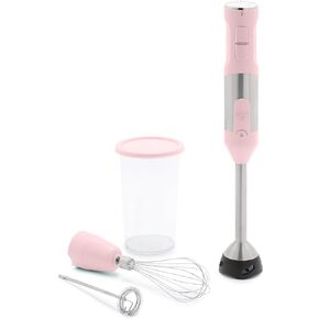 GreenLife Immersion Electric Handheld Stick Blender with Stainless Steel Blades, Whisk, Frother, Measuring Cup and Lid, Soups, Puree, Cake, Multi-Speed Control, Portable, Pink in Kuwait