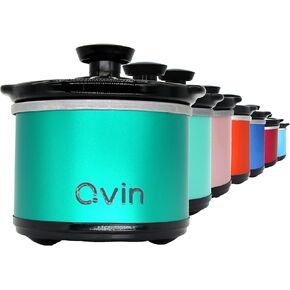 Qvin 0.65-qt طباخ بطيء دائري صغير 1 قطعة + 10 قطع بطانات، وعاء ذوبان فوندو أكثر دفئًا مع وعاء حجري آمن للغسل في غسالة الأطباق، غطاء زجاجي، غطاء من الفولاذ المقاوم للصدأ، متضمن 1 طباخ صغير و10 قطع بطانات يمكن التخلص منها، خالية من مادة BPA in Kuwait