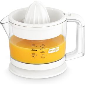 Dash Dual Electric Citrus Juicer Machine - Orange Juicer and Lemon Squeezer with Auto-Reversing Reamer, Adjustable Pulp Control, Mess-Free Spout, 20 oz Juice Container-Lime Squeezer for Home-White in Kuwait