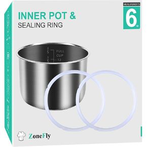 الأصلي 6 Qt طباخ الطاقة XL استبدال وعاء داخلي مع 2 حزمة حلقة الختم لطباخ الضغط الطاقة PPC770 PPC771 PPC770-1 PRO PCXL-PRO6 PCTR-16 YBD60-100 WAL1 WAL2 in Kuwait