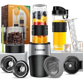COOL KNIGHT Personal Blender, 500 Watts Smoothie Blender for Shakes and Smoothies, 10 pcs Kitchen Mixer Set with 20oz Sports Mug, Grinder Cup, 2 to-go lid, Freezer Rod and lemon squeezer,BPA free in Kuwait