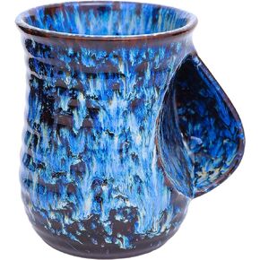 18oz Ceramic Hand Warmer Mug, Novelty Hand Warmer Coffee Mug, Tea Mug, Keep Your Hands Warm, Comfy Handwarmer, Microwave and Dishwasher Safe (Blue)