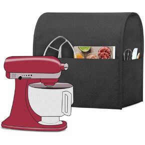 Luxja Dust Cover Compatible with 4.5-Quart and 5-Quart Stand Mixer, Cloth Cover with Pockets for Stand Mixer and Extra Accessories, Black