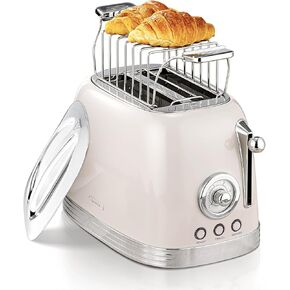 Wiltal Toaster 2 Slice, Retro Roaster, Bagel Toaster, With Stainless Steel Lid, With Bread Attachment, Preheat, Defrost And Cancel Functions, Countdown Timer Display, 6 Browning Levels, (Retro Green)