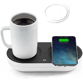 Coffee Mug Warmer, Drink Cooler with Wireless Charger, Smart Cup Warming, Beverage Cooling and Phone Charging 3 in 1 for Desk Office Gift in Kuwait