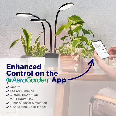 AeroGarden Trio تنمو ضوءًا للنباتات الداخلية، تنمو النباتات الحية في أي مكان في المنزل، أوضاع إضاءة قابلة للتعديل، أسود in Kuwait