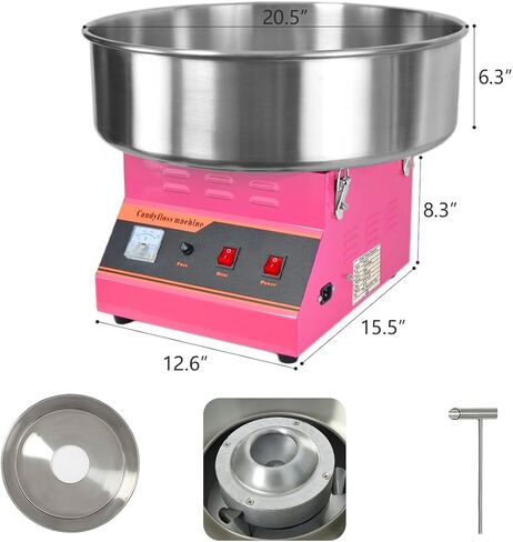 1000W Electric Cotton Candy Machine,Commercial cotton candy machine with Stainless Steel Bowl and Sugar Scoop,Cotton-candy Machine,for Birthdays, School function, or Social Events, Pink in Kuwait