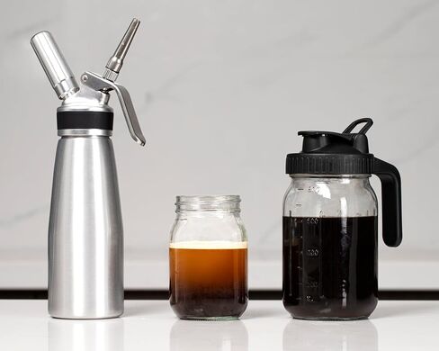 JILLMO Nitro Cold Brew Coffee Maker, 32oz Mason Jar Cold Brew Pithcer, Aluminum Dispenser Bottle with Nitro Diffuser Nozzle, N2 Cartridges NOT INCLUDED. in Kuwait