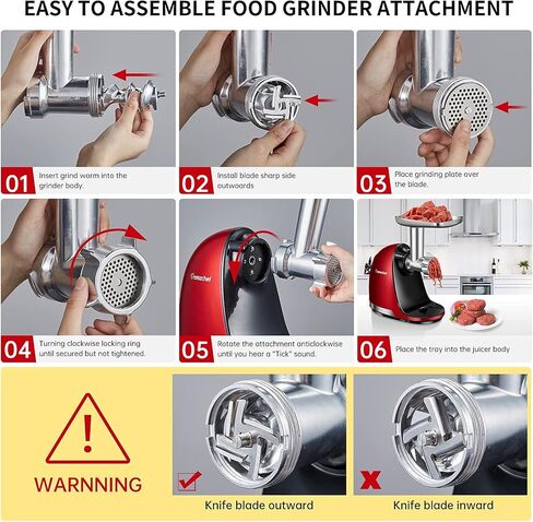 ملحقات تقطيع القطاعة لعصارة المضغ AMZCHEF، ZM1501&GM3001، ملحق مبشرة الجبن، ملحقات القطاعة مع 3 شفرات قابلة للتبديل in Kuwait