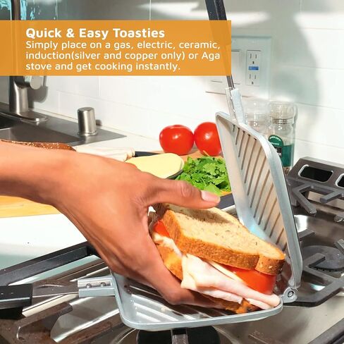 Jean-Patrique Stovetop Panini Grill Press Sandwich Maker, Black – Ceramic Nonstick Grilled Cheese Maker with Handles - Indoor & Outdoor Double-sided Sandwich Toaster in Saudi Arabia