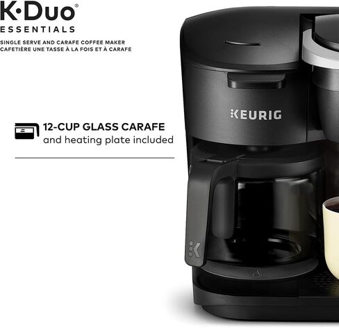 ماكينة صنع القهوة Keurig 5000204976 K-Duo Essentials 2 في 1 لكبسولات K-Cup/12-Cup Carafe (متجددة) in Kuwait