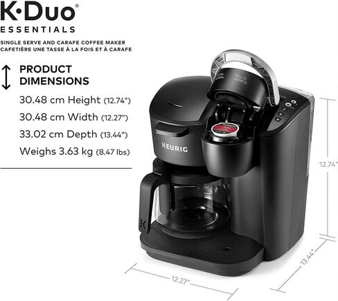 ماكينة صنع القهوة Keurig 5000204976 K-Duo Essentials 2 في 1 لكبسولات K-Cup/12-Cup Carafe (متجددة) in Kuwait