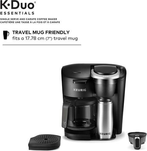 ماكينة صنع القهوة Keurig 5000204976 K-Duo Essentials 2 في 1 لكبسولات K-Cup/12-Cup Carafe (متجددة) in Kuwait