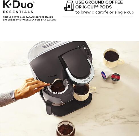 ماكينة صنع القهوة Keurig 5000204976 K-Duo Essentials 2 في 1 لكبسولات K-Cup/12-Cup Carafe (متجددة) in Kuwait