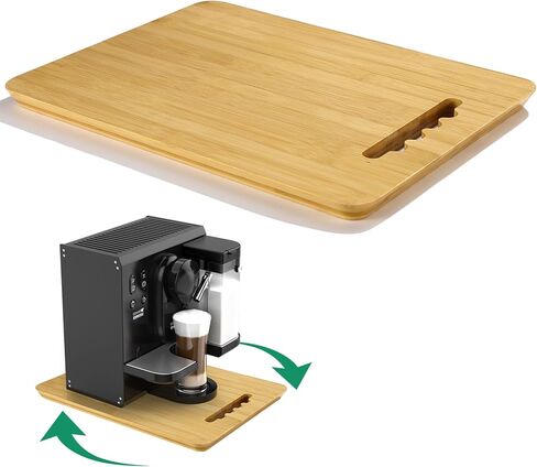 منزلق جهاز الخيزران من Kssiaz، صينية منزلقة تدور 360 درجة لصانع القهوة، منزلق لأجهزة المطبخ الثقيلة، صينية لف الأجهزة بعجلات، تنزلق بسهولة من سطح الطاولة، 40.64 سم × 33.02 سم in Kuwait