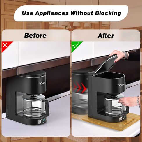 منزلق جهاز الخيزران من Kssiaz، صينية منزلقة تدور 360 درجة لصانع القهوة، منزلق لأجهزة المطبخ الثقيلة، صينية لف الأجهزة بعجلات، تنزلق بسهولة من سطح الطاولة، 40.64 سم × 33.02 سم in Kuwait