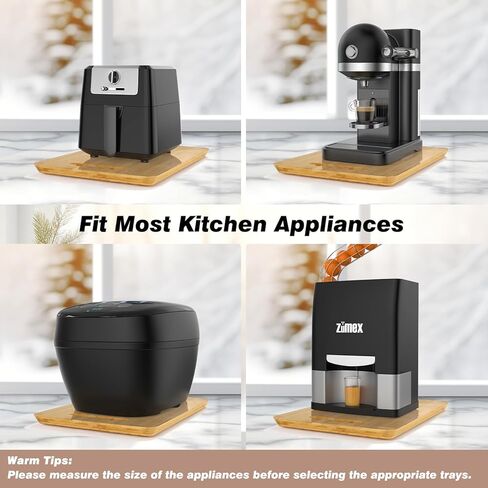 منزلق جهاز الخيزران من Kssiaz، صينية منزلقة تدور 360 درجة لصانع القهوة، منزلق لأجهزة المطبخ الثقيلة، صينية لف الأجهزة بعجلات، تنزلق بسهولة من سطح الطاولة، 40.64 سم × 33.02 سم in Kuwait