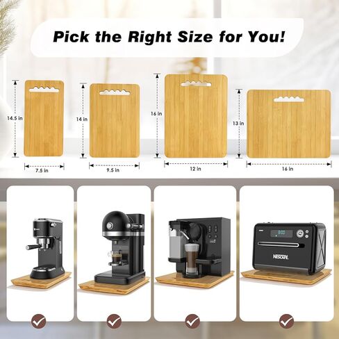 منزلق جهاز الخيزران من Kssiaz، صينية منزلقة تدور 360 درجة لصانع القهوة، منزلق لأجهزة المطبخ الثقيلة، صينية لف الأجهزة بعجلات، تنزلق بسهولة من سطح الطاولة، 40.64 سم × 33.02 سم in Kuwait