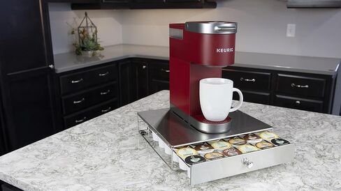 درج كبسولات قهوة أنيق - متوافق مع أكواب K-Cups، حامل عبوات 36 كبسولة، غير قابل للدوران، درج منزلق مدمج لتخزين وعاء القهوة، منظم طاولة المطبخ المنزلي، أسود in Kuwait