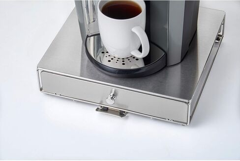 درج كبسولات قهوة أنيق - متوافق مع أكواب K-Cups، حامل عبوات 36 كبسولة، غير قابل للدوران، درج منزلق مدمج لتخزين وعاء القهوة، منظم طاولة المطبخ المنزلي، أسود in Kuwait
