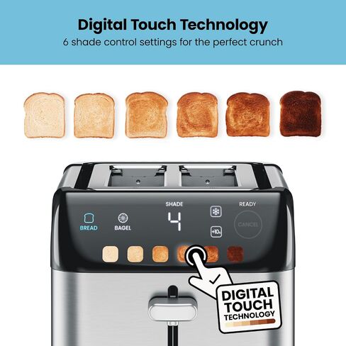Chefman 2-Slice Pop-Up Stainless Steel Toaster w/ 7 Shade Settings, Extra Wide Slots for Toasting Bagels, Defrost/Reheat/Cancel Functions, Removable Crumb Tray, 850W, 120V, Silver in Saudi Arabia
