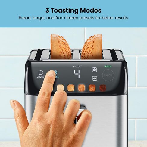Chefman 2-Slice Pop-Up Stainless Steel Toaster w/ 7 Shade Settings, Extra Wide Slots for Toasting Bagels, Defrost/Reheat/Cancel Functions, Removable Crumb Tray, 850W, 120V, Silver in Saudi Arabia
