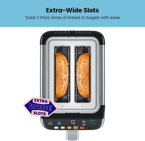 Chefman 2-Slice Pop-Up Stainless Steel Toaster w/ 7 Shade Settings, Extra Wide Slots for Toasting Bagels, Defrost/Reheat/Cancel Functions, Removable Crumb Tray, 850W, 120V, Silver in Saudi Arabia