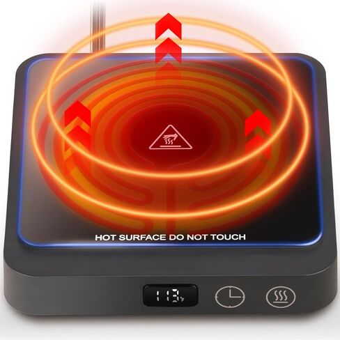 جهاز تسخين قدح القهوة من ريجستن - جهاز تسخين قدح محمول بقدرة 20 وات للمكتب، جهاز تسخين كوب القهوة مع إيقاف تلقائي، لوحة تسخين الشموع للسفر والمكتب والمنزل، أسود in Kuwait