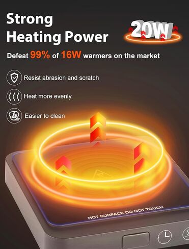 جهاز تسخين قدح القهوة من ريجستن - جهاز تسخين قدح محمول بقدرة 20 وات للمكتب، جهاز تسخين كوب القهوة مع إيقاف تلقائي، لوحة تسخين الشموع للسفر والمكتب والمنزل، أسود in Kuwait