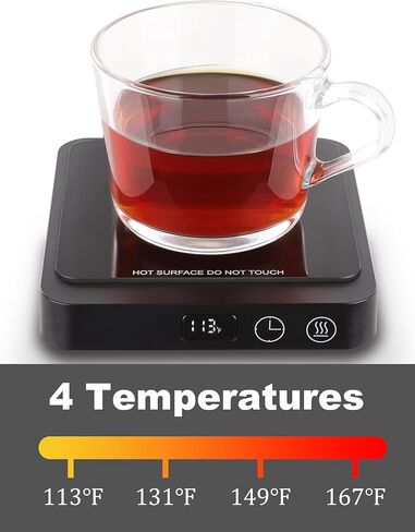 جهاز تسخين قدح القهوة من ريجستن - جهاز تسخين قدح محمول بقدرة 20 وات للمكتب، جهاز تسخين كوب القهوة مع إيقاف تلقائي، لوحة تسخين الشموع للسفر والمكتب والمنزل، أسود in Kuwait
