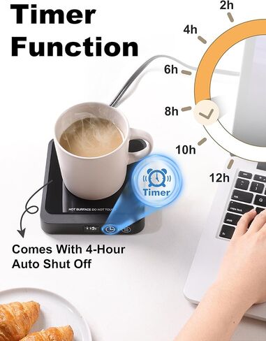 جهاز تسخين قدح القهوة من ريجستن - جهاز تسخين قدح محمول بقدرة 20 وات للمكتب، جهاز تسخين كوب القهوة مع إيقاف تلقائي، لوحة تسخين الشموع للسفر والمكتب والمنزل، أسود in Kuwait