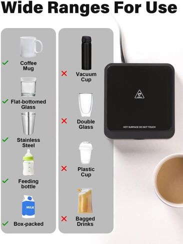 جهاز تسخين قدح القهوة من ريجستن - جهاز تسخين قدح محمول بقدرة 20 وات للمكتب، جهاز تسخين كوب القهوة مع إيقاف تلقائي، لوحة تسخين الشموع للسفر والمكتب والمنزل، أسود in Kuwait