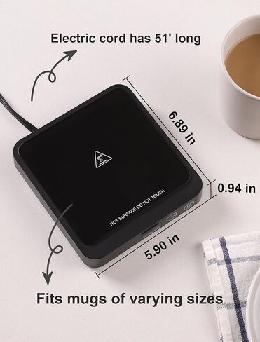 جهاز تسخين قدح القهوة من ريجستن - جهاز تسخين قدح محمول بقدرة 20 وات للمكتب، جهاز تسخين كوب القهوة مع إيقاف تلقائي، لوحة تسخين الشموع للسفر والمكتب والمنزل، أسود in Kuwait