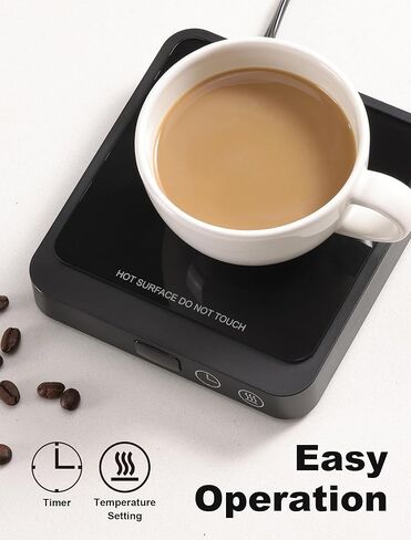 جهاز تسخين قدح القهوة من ريجستن - جهاز تسخين قدح محمول بقدرة 20 وات للمكتب، جهاز تسخين كوب القهوة مع إيقاف تلقائي، لوحة تسخين الشموع للسفر والمكتب والمنزل، أسود in Kuwait