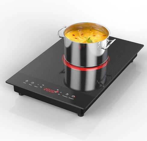 Commercial Induction Cooktop Portable 1800W,ANHANE Countertop Burner Induction Hot Plate Electric for Cooking,9 Temp Levels,3 Hours Timer,Auto-Shut-Off,Touch Panel,Child Safety Lock in Saudi Arabia