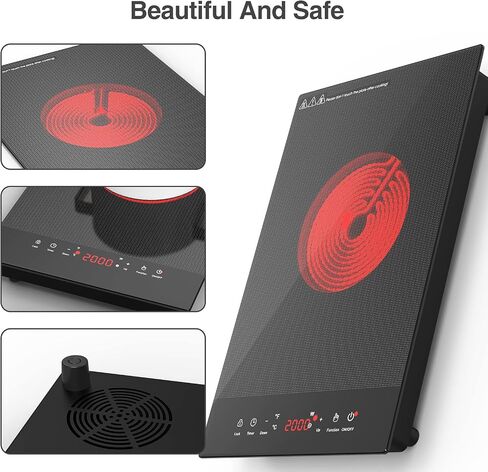 Commercial Induction Cooktop Portable 1800W,ANHANE Countertop Burner Induction Hot Plate Electric for Cooking,9 Temp Levels,3 Hours Timer,Auto-Shut-Off,Touch Panel,Child Safety Lock in Saudi Arabia