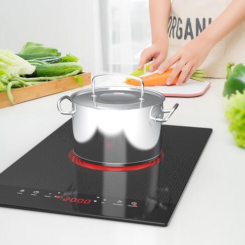 Commercial Induction Cooktop Portable 1800W,ANHANE Countertop Burner Induction Hot Plate Electric for Cooking,9 Temp Levels,3 Hours Timer,Auto-Shut-Off,Touch Panel,Child Safety Lock in Saudi Arabia