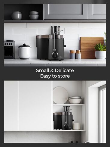 آلات عصارة، عصارة آيهيل للخضروات والفواكه سهلة التنظيف، عصارة طرد مركزي بفم عريض 3 بوصات، 3 سرعات للتحكم، نظام حماية من الحمل الزائد، فرشاة تنظيف ووصفة متضمنة، أسود in Kuwait