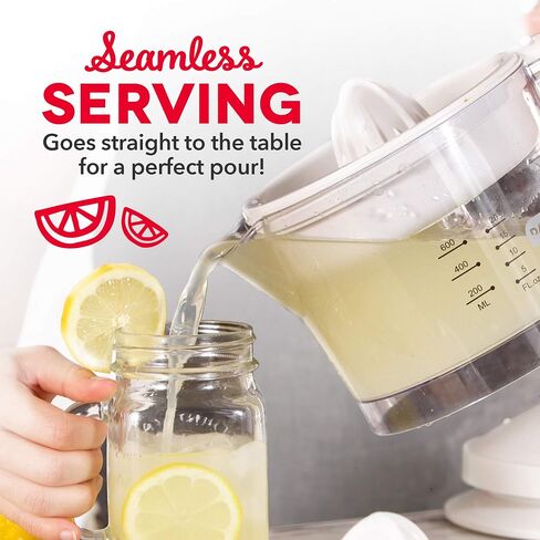 Dash Dual Electric Citrus Juicer Machine - Orange Juicer and Lemon Squeezer with Auto-Reversing Reamer, Adjustable Pulp Control, Mess-Free Spout, 20 oz Juice Container-Lime Squeezer for Home-White in Kuwait