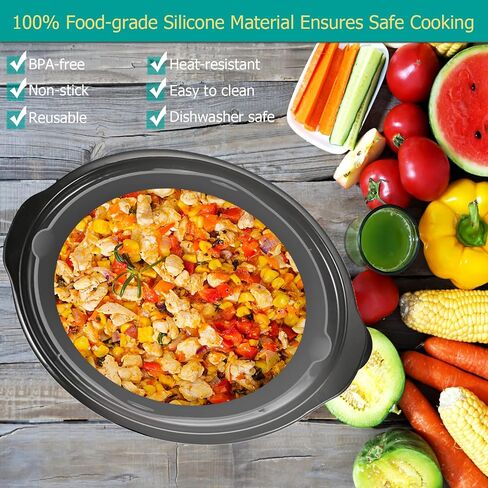 Silicone Slow Cooker Liners for Crock-Pot 7 Quart Reusable Crock Pot Liners 7QT Oval Cooking Liner BPA-Free Leakproof Dishwasher Safe(Black) in Saudi Arabia
