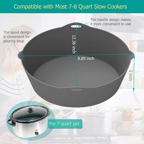 Silicone Slow Cooker Liners for Crock-Pot 7 Quart Reusable Crock Pot Liners 7QT Oval Cooking Liner BPA-Free Leakproof Dishwasher Safe(Black) in Saudi Arabia