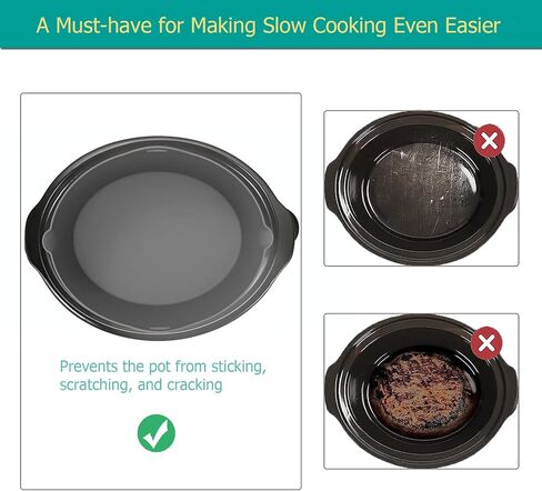 Silicone Slow Cooker Liners for Crock-Pot 7 Quart Reusable Crock Pot Liners 7QT Oval Cooking Liner BPA-Free Leakproof Dishwasher Safe(Black) in Saudi Arabia