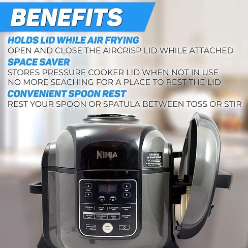 The Steam Boss - مسند الغطاء والملعقة | الملحقات المتوافقة مع مقلاة الهواء لطباخ الضغط Ninja Foodi | مقاس جديد يناسب الفولاذ المقاوم للصدأ الفاخر ومقبض Ninja Foodi الأصلي in Kuwait