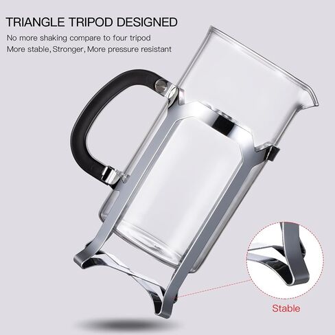 Mateebake French Press Coffee Maker(12 OZ), 304 Stainless Steel Coffee Press 4 Level Filtration System, Heat Resistant Thickened Borosilicate Glass, Durable Easy Clean, 100% BPA Free in Saudi Arabia