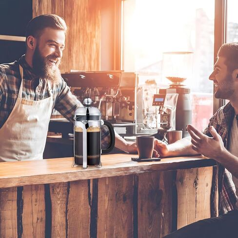 Mateebake French Press Coffee Maker(12 OZ), 304 Stainless Steel Coffee Press 4 Level Filtration System, Heat Resistant Thickened Borosilicate Glass, Durable Easy Clean, 100% BPA Free in Saudi Arabia