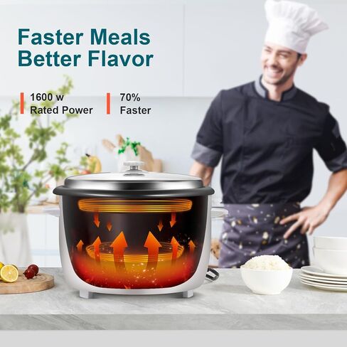 جهاز طهي الأرز التجاري من موسوم، سعة كبيرة 30 كوبًا (غير مطبوخ)، 60 كوبًا (مطبوخًا) مع تشغيل بلمسة واحدة والحفاظ على الدفء لمدة 12 ساعة، سهل الاستخدام والتنظيف، 1600 واط in Kuwait