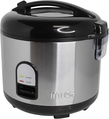 IMUSA USA GAU-00023 طباخ أرز كهربائي مع صينية بخار 10 أكواب أرز غير مطبوخ (20 كوب أرز مطبوخ)، ستانلس ستيل in Kuwait